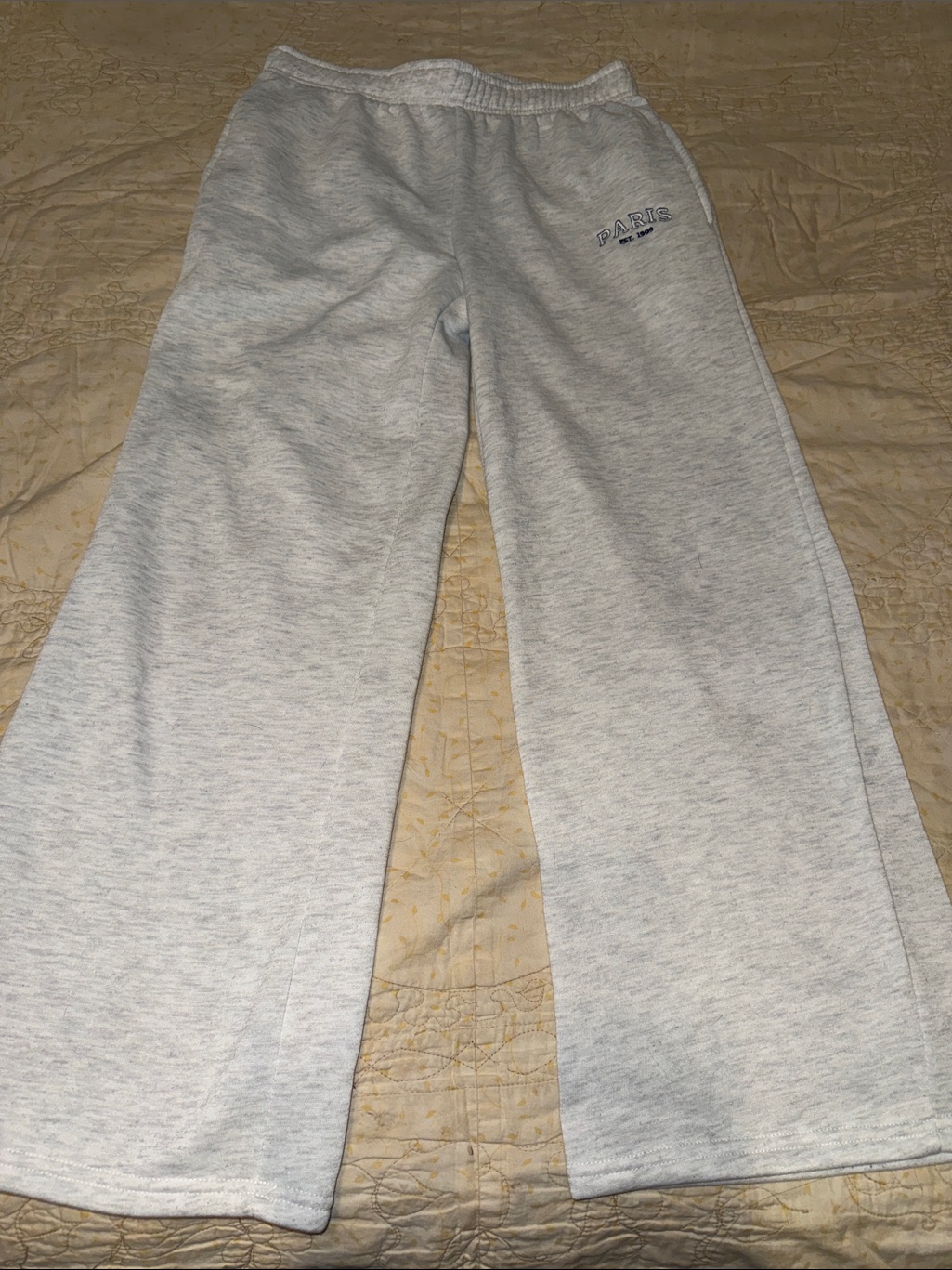 Harper & Ivy Light Gray Wide-Leg Sweat Pants